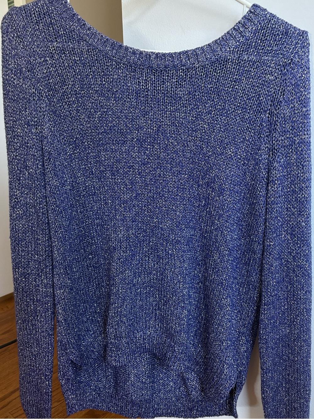 H&M - Violet Metallic High-Low Crewneck Sweater with Back Zip (S/M)